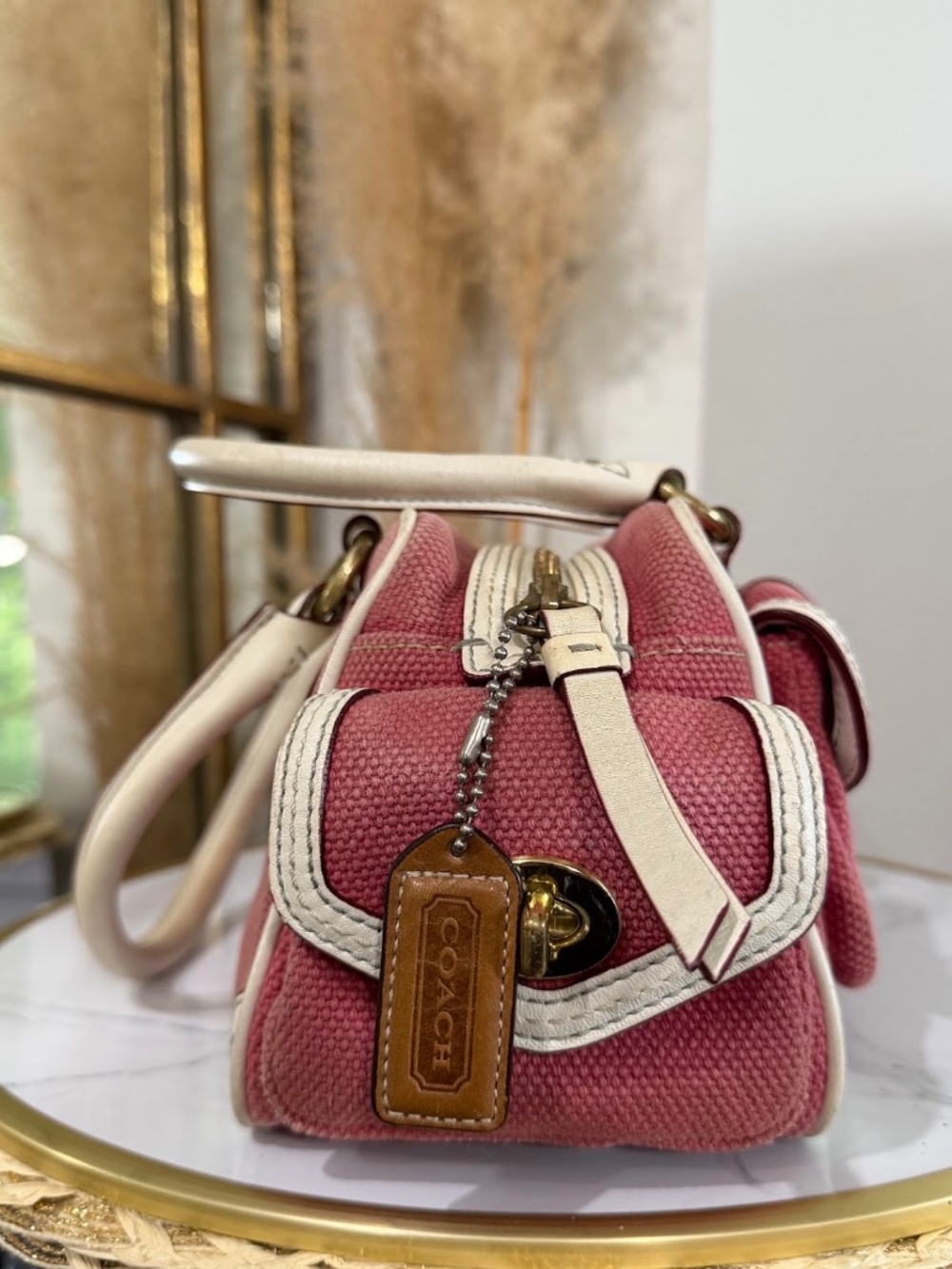Coach Vintage Y2k Pink Legacy Gallery Turn Lock Satchel Handbag Style 1874 Rare - Picture 4 of 11